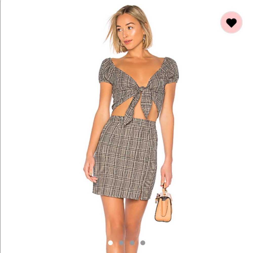 Brown Plaid “About Us” mini two piece set